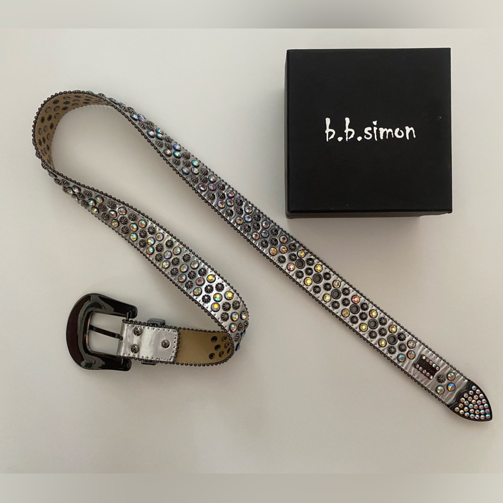 Silver Rhinestone Western Belt | Designer-Inspired | b.b simon style